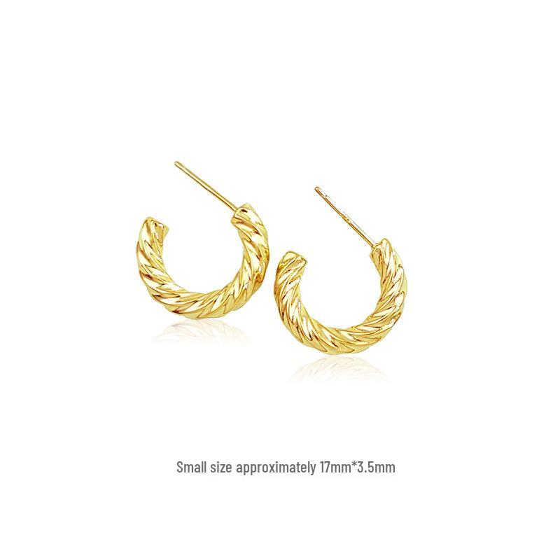S925 Sterling Silver Twisted Hoop Earrings for Women - Fashionable Retro Design with a Niche High-End Appeal
