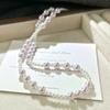 Vintage Strong Light High Quality Strong Light Artificial Crystal Pearl Necklace Collarbone Chain
