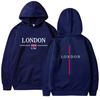 Men's Autumn and Winter Casual Sporty Pullover with the British Flag and the Word "London" Printed, Harajuku Fashionable Hoodie