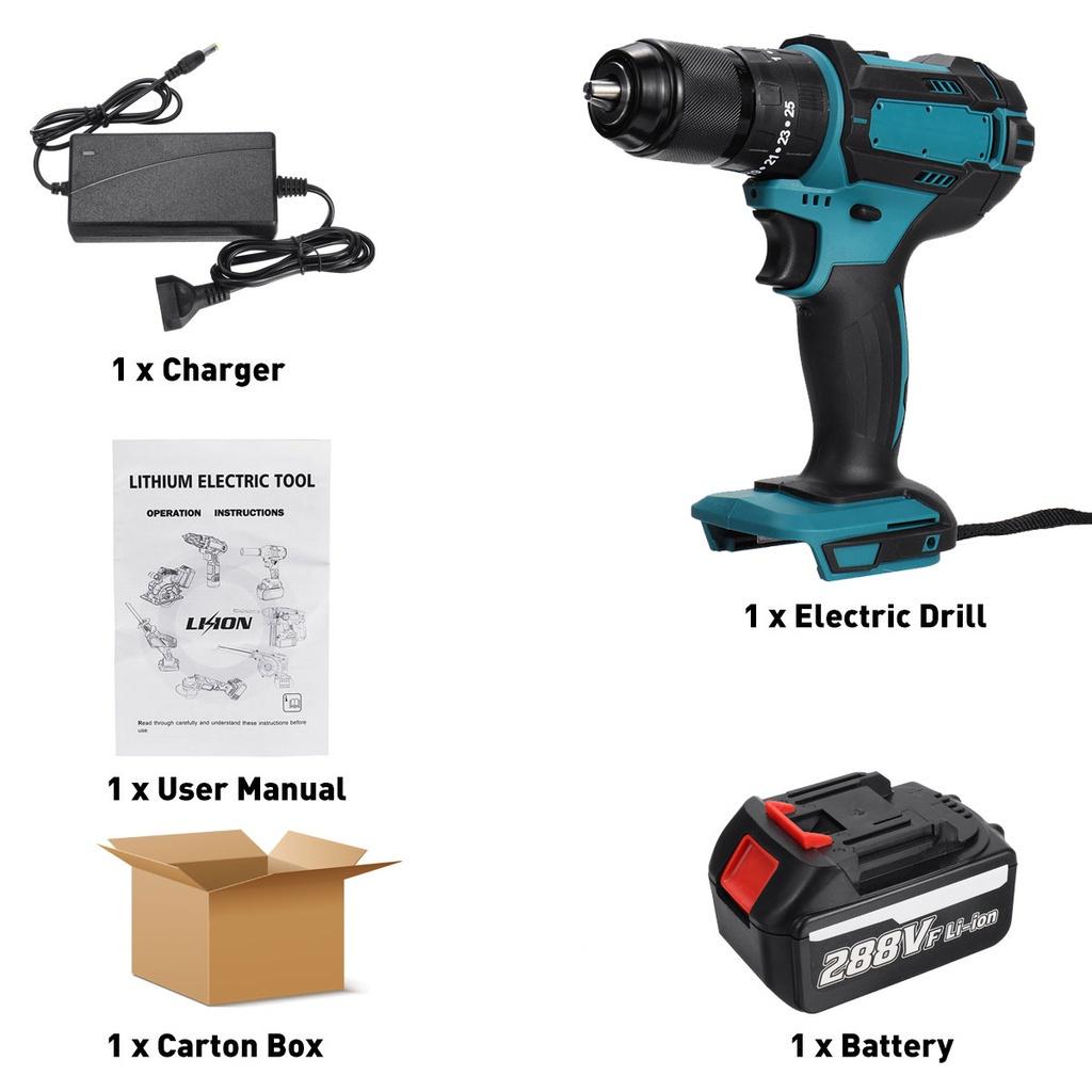 13mm 18V 1/2 Hammer Drill Power Tools Fit For Makita Battery Cordless Brushless Electric Drill Impact Screwdriver Flat Hammer