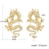 Chinese Style Twisted Dragon Earring Cool Gold Silver Color Metal Animal Pendant Unique Drop Earring Statement Party Jewelry