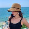 Straw hat women's summer cap sun protection visor spring and autumn straw equestrian hat beach hat sun hat big brim knight hat