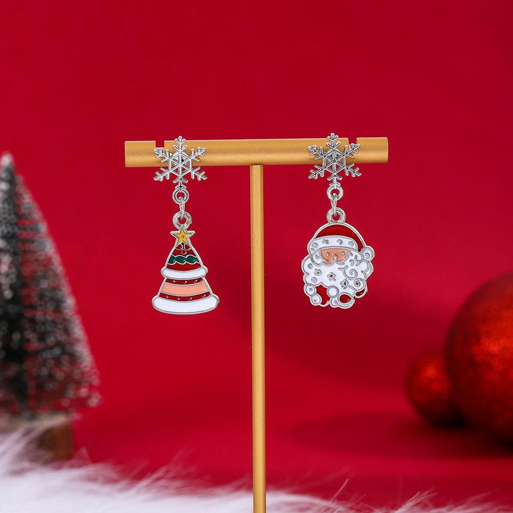 Grenzüberschreitende festliche asymmetrische Ohrringe mit Weihnachtsmann und Rentier