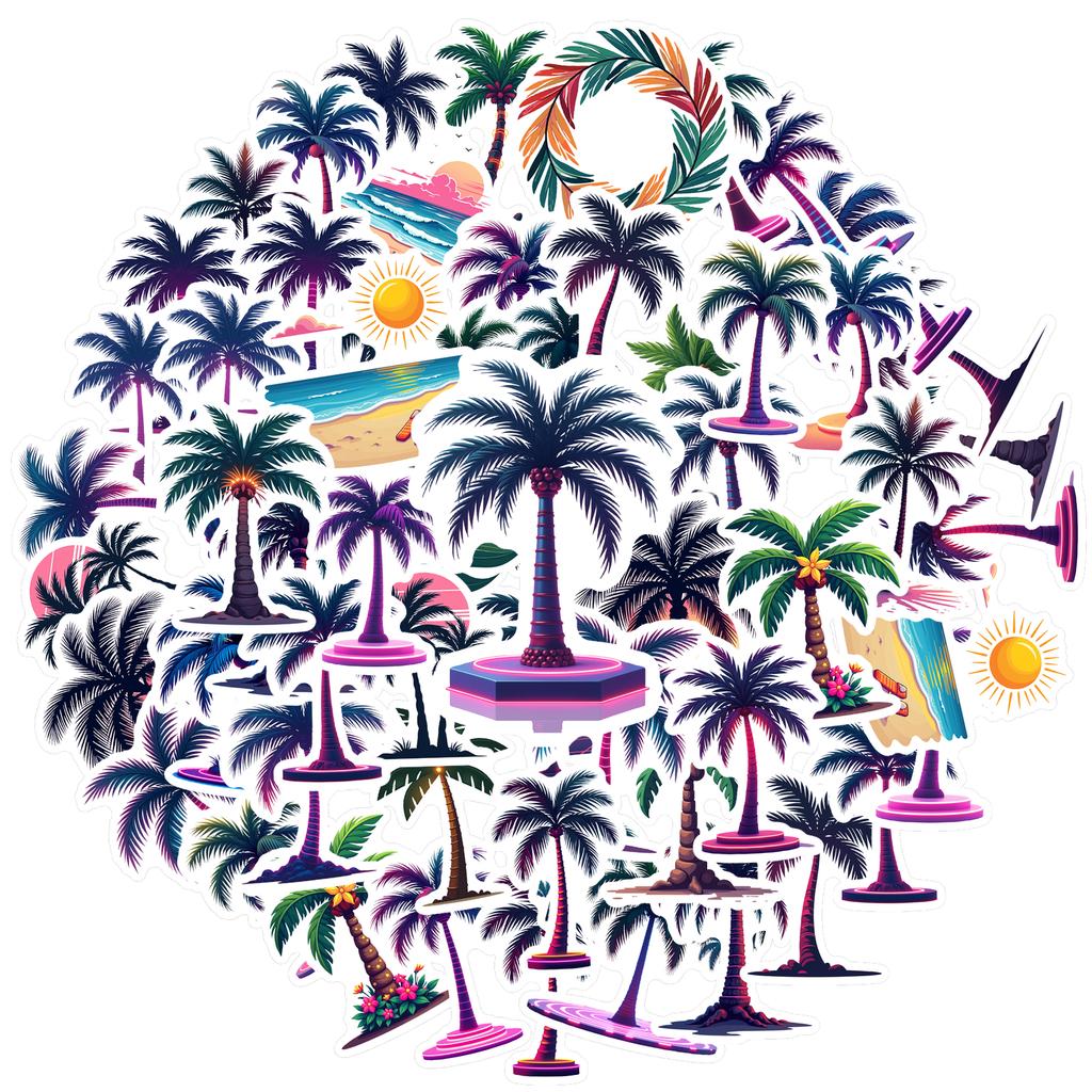 35pcs-100pcs Decals  Waterproof Decorative Stickers Tropical Stickers Palm Tree Stickers for Suitcases Computers Phones