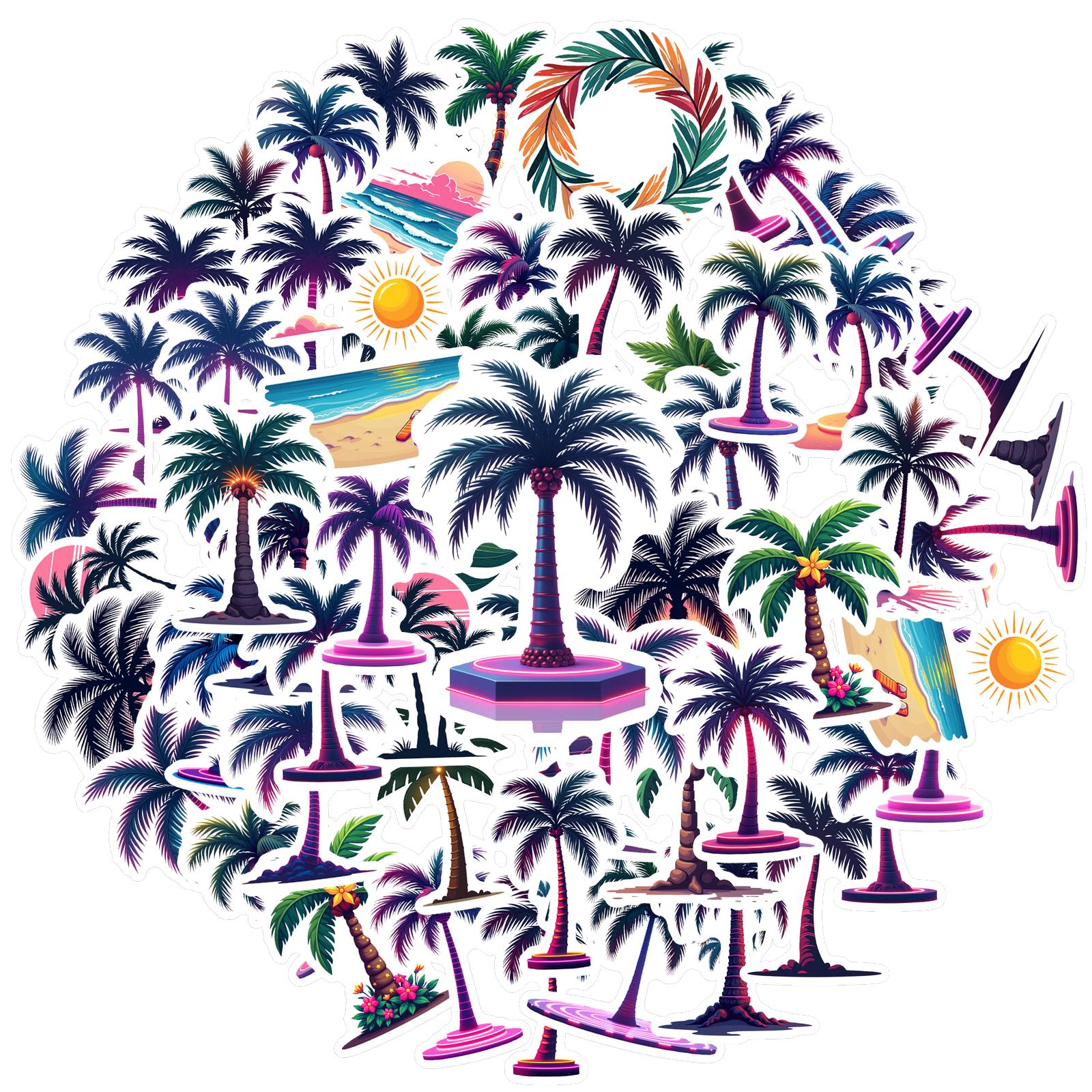 

35pcs-100pcs Decals waterproof Decorative Stickers Tropical Stickers Palm Tree Stickers for suitcases computers phones