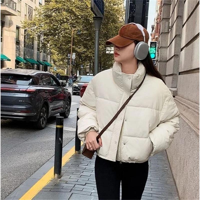Korean Women Padded Jacket Winter Parkas Cropped Down Oversize Jacket Puffer Snow Coats Waterproof Outerwear