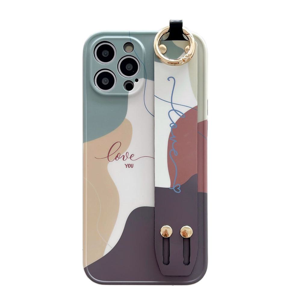 Coque Apple verte pour iPhone 11/13 XsMax/XR avec bracelet 12/14 Pro Max