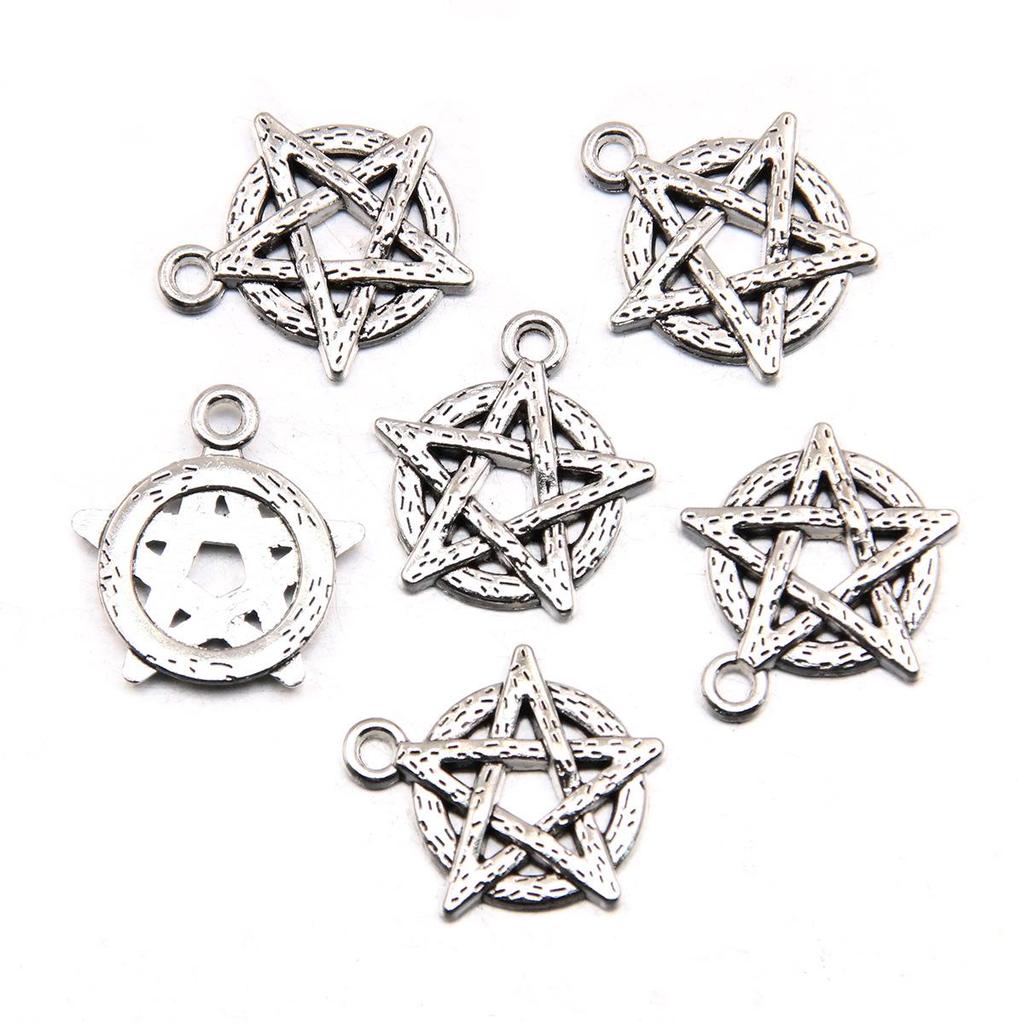Pentagram Style 22 Antique Silver Pendant: Handmade Natural Charm Jewelry Accessory