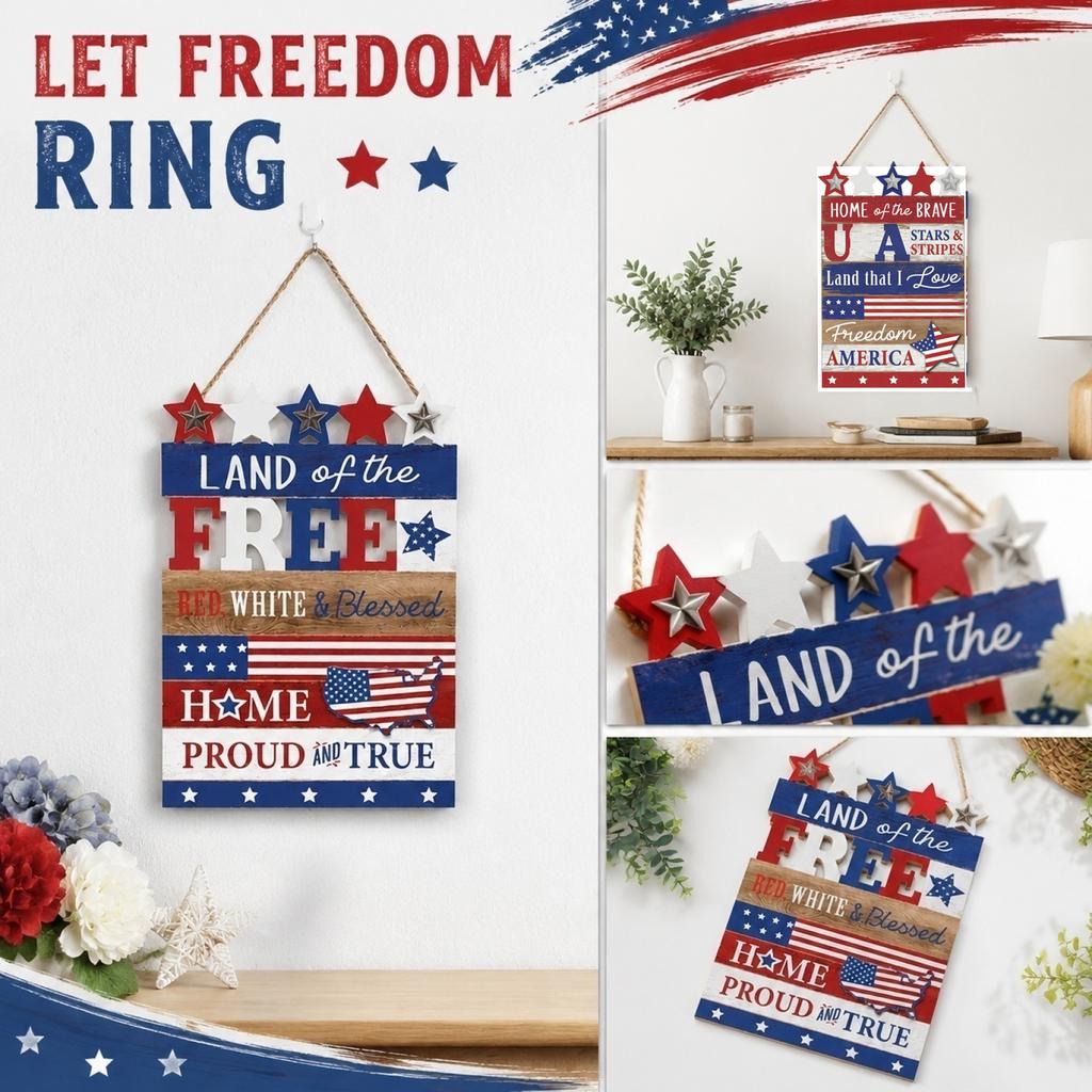 Independence Day Wooden Wall Hanging Decor, Patriotic Wall for Home