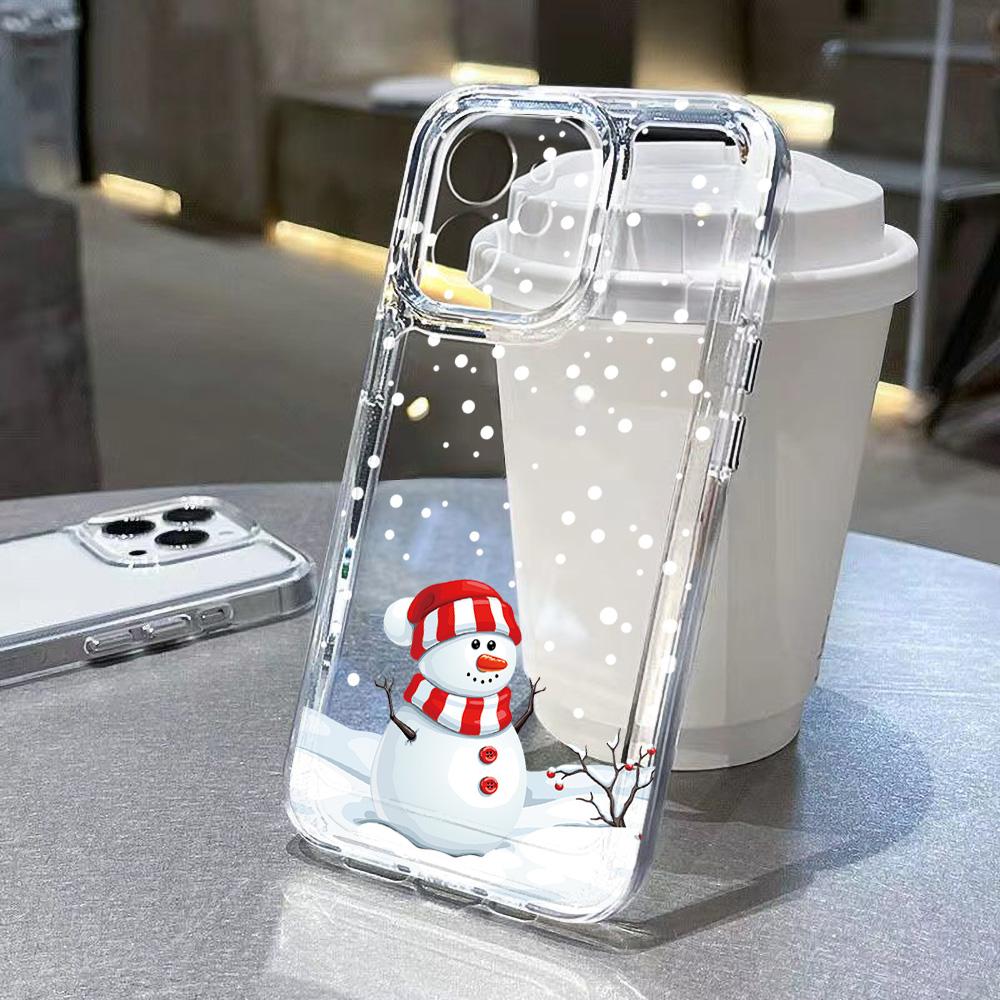 Christmas Tree Print Anti Fall Phone Case For Iphone17 16 16pro 15 14 13 12 11 Pro Max 7 8 Plus Transparent Silicone Soft Shell