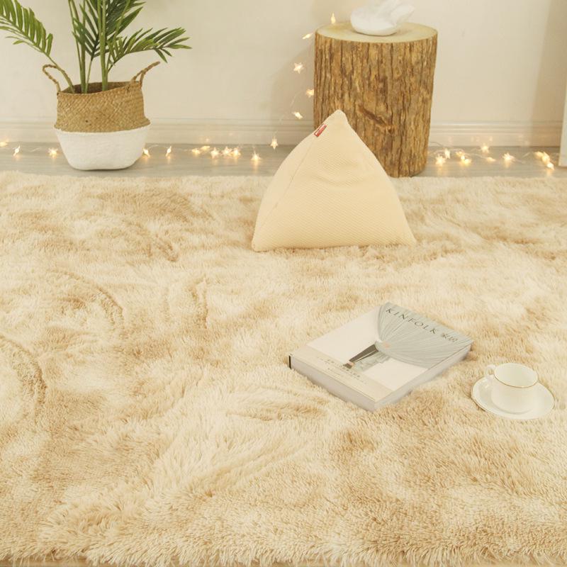 Silk and Wool Tie-Dye Plush Bedroom Rug