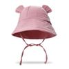 Summer Baby Comfortable Solid Color Little Hat Baby Pure Cotton Bear Ear Fisherman Hat Children Sunshade Hat