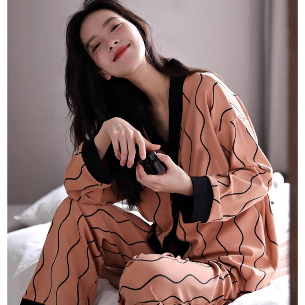 Women's Pajamas Set 2024: Long-Sleeved Home Wear for Spring, Autumn, and Winter. Perfect for Micro-Business Live Broadcasts.