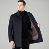 Men's Winter Wool Double-Faced Trench Coat with Down Liner and Cashmere Lapel