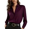 Modische Langarm Satin Freizeit Einfarbig Qualität Damen Bluse Farbe