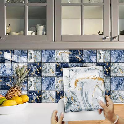 10 adet Akik Mermer Fayans Etiket Mutfak Backsplash Yağ geçirmez Dolap Lavabo Kabuğu ve Sopa Su Geçirmez Sanat Duvar Çıkartmaları