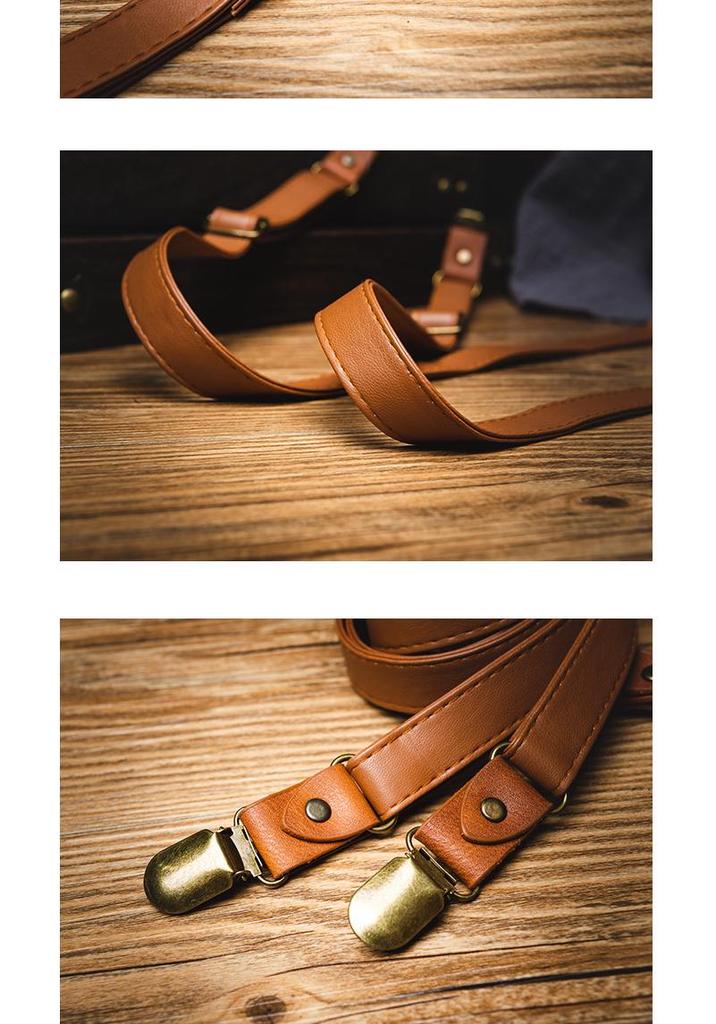 Clips de Tirantes Antideslizantes Unisex de Cuero PU Retro Británico para Monos, Ideales para Usuarios con Sobrepeso