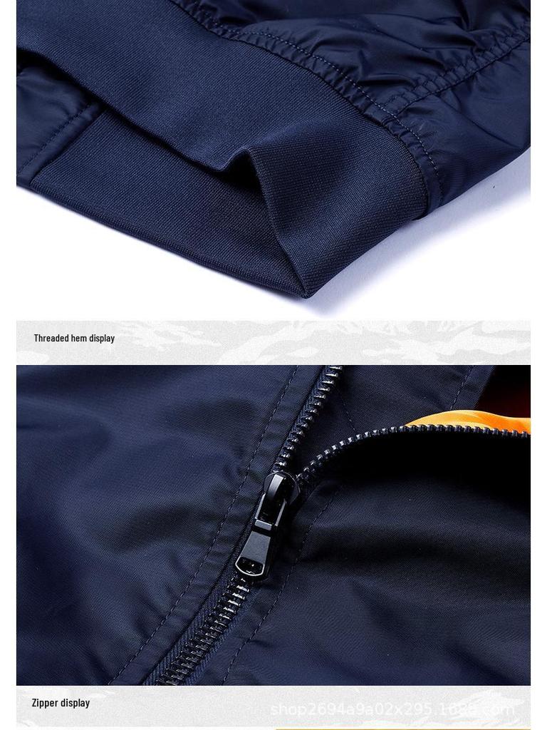 Herren Übergangs-MA-1 Bomberjacke: Einfarbige Motorrad-Oberbekleidung, Übergröße Baseballkragen Fliegeranzug