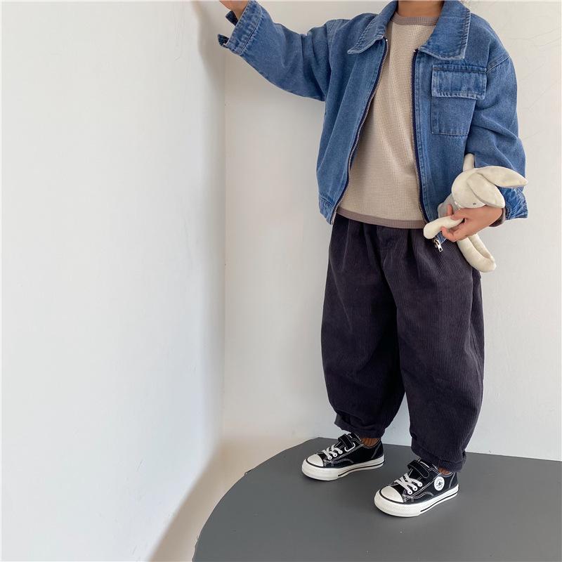 Korean Style Autumn Children's Heavy Duty Soft Denim Jacket - Boys & Girls Fashionable Workwear Zipper Jacket