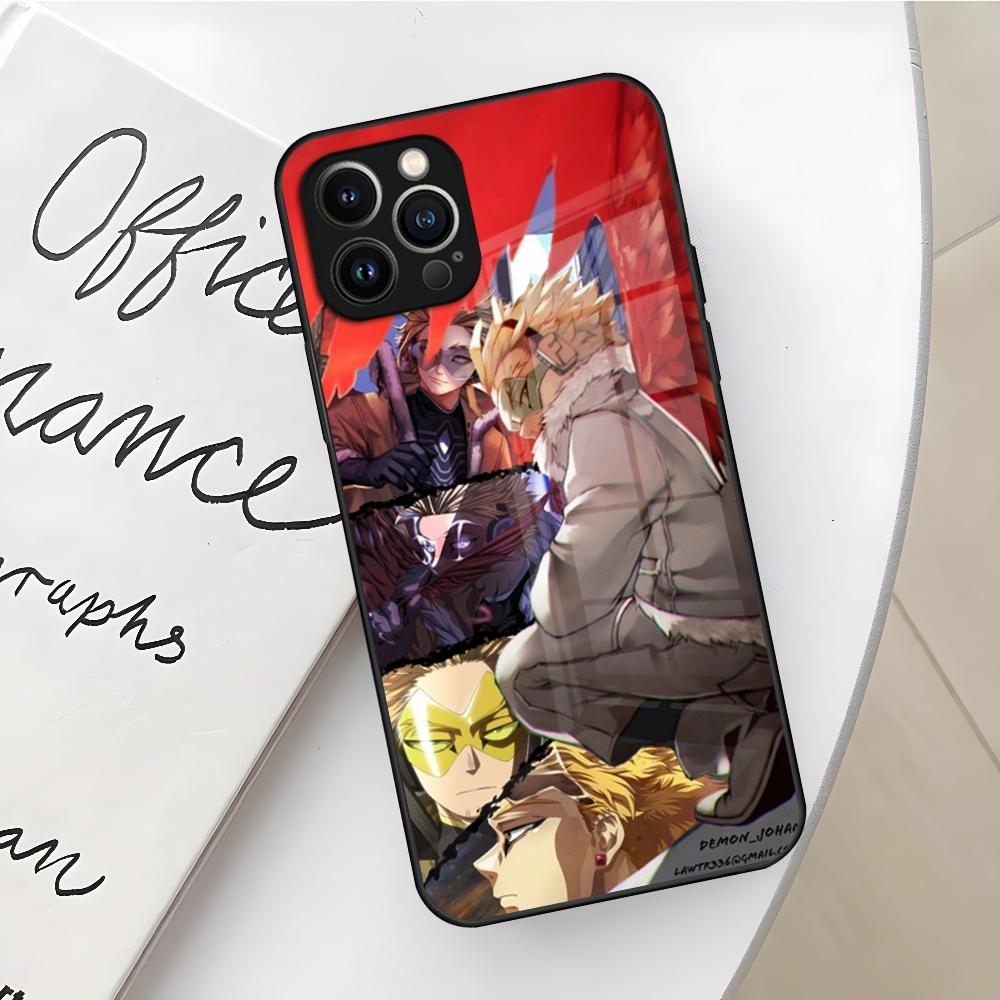 My Hero Academia Hawks Phone Case for Iphone 16 15 14 12 11 13 Pro Max Mini X Xr Xs Se 8 Puls Glass Cover