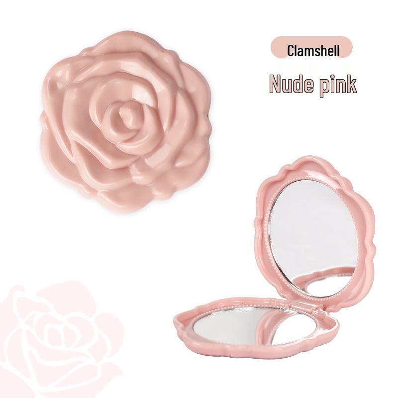 Portable Folding Rose Mirror: Compact HD Double-Sided Makeup Mirror with Flip-Top Design