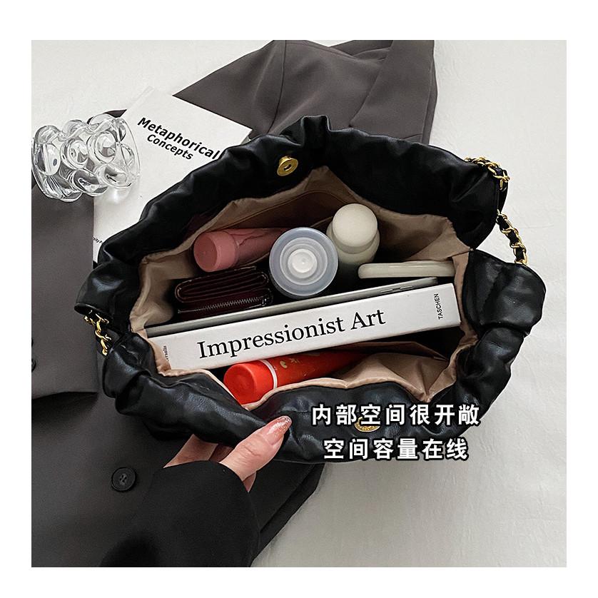 IELGY Large-Capacity Diamond Casual Trendy Fashion Tote Bucket Bag All-Match Chain Shoulder Female Bag
