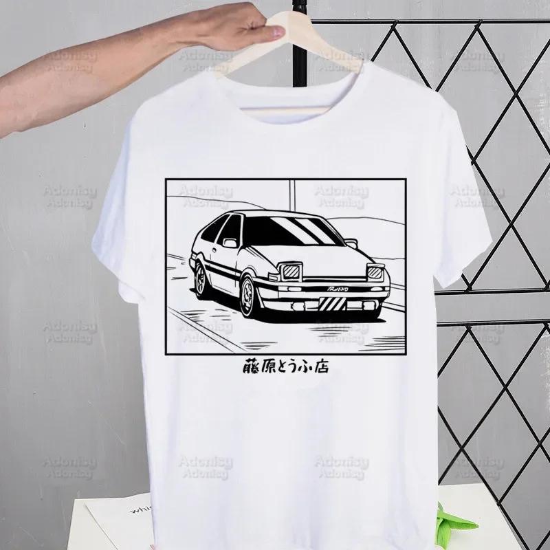

Футболки Initial D Drift Car Akagi RedSuns Летнее Аниме Футболка AE86 JDM Унисекс Футболки с коротким рукавом Топы Футболка Такуми Фудзивара 4XL