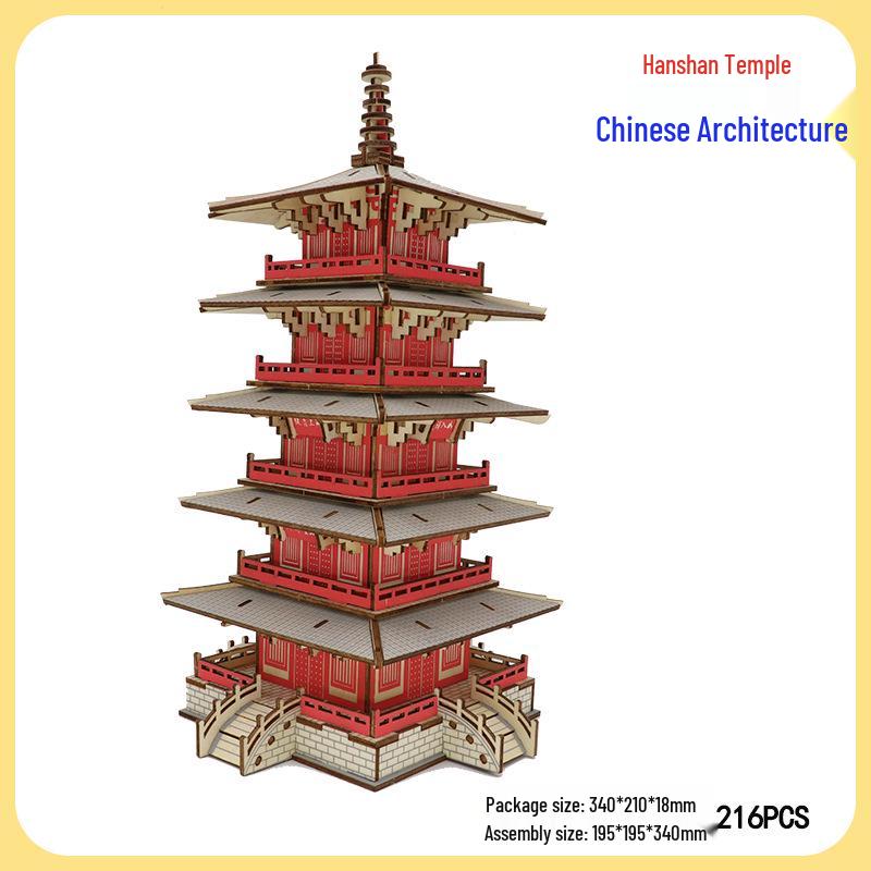 DIY Wooden 3D Puzzle: Chinese Architectural Model Educational Toy & Souvenir