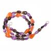 Smoky Quartz Carnelian Amethyst Gemstone Smooth Beads Necklace 4-14mm 18" UB7850 UB-7850