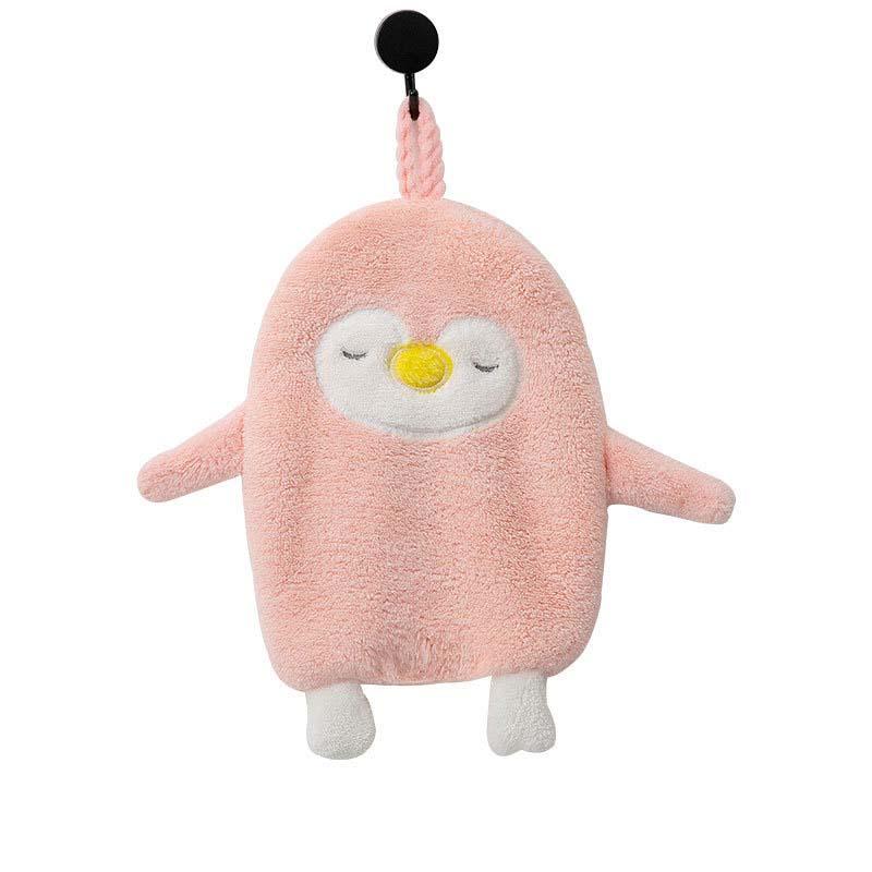 Small Penguin Wipe Hand Towel Hand Towel Kitchen Bathroom Draped Coral Velvet Cartoon Hand Towel Animal Thickening Absorbent