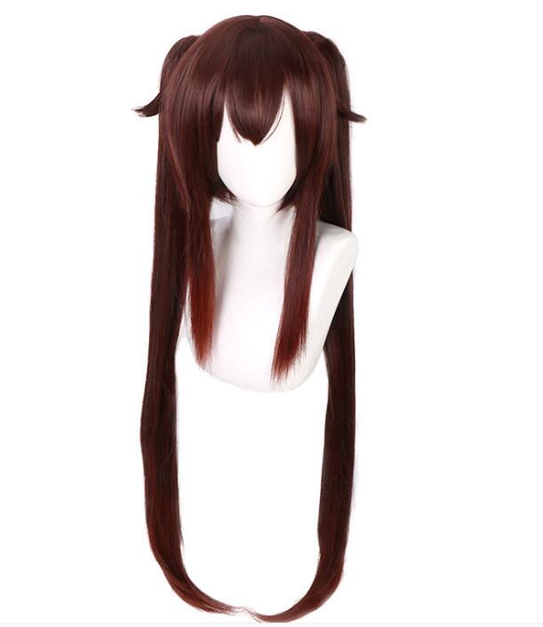 

110 см аниме-игра Genshin Impact Hu Tao коричневый длинный парик с хвостиками косплей костюм термостойкие синтетические волосы Hutao женские парики One Size коричневый