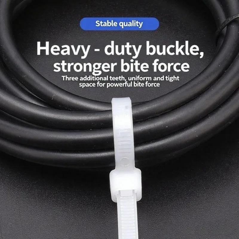 100-500pcs Plastic Nylon Cable Ties Self-locking Cord Ties Straps Adjustable Cables Fastening Loop Home Office Wire Zip Ties