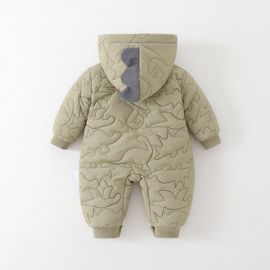 Baby Boys' Quilted Hooded Romper - Autumn/Winter Fashion Onesie
