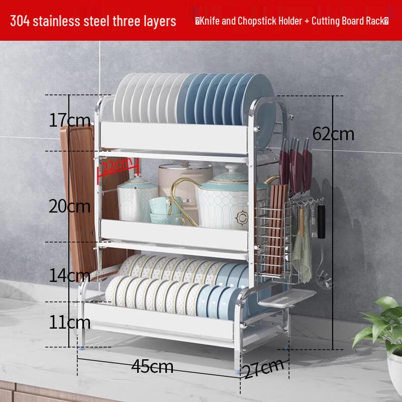 3-Tier Carbon Steel Dish Drying Rack