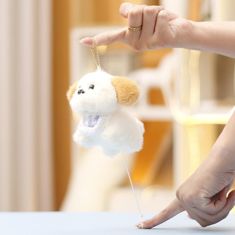 Cute Glasses Dog Plush Toy Keychain Animal Stuffed Doll Backpack Gift Pendant