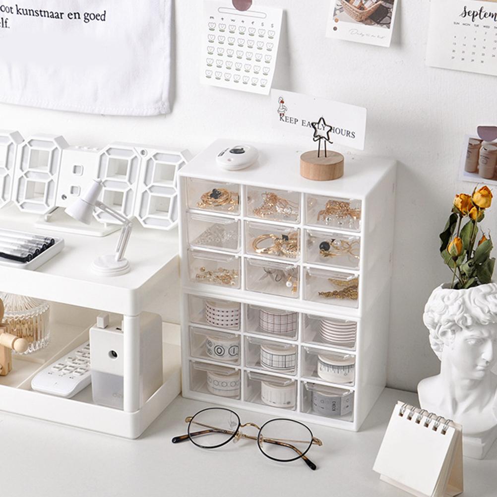 1 Compartment Dustproof Storage Box for Stationery Jewelry 9 Grid Organizer