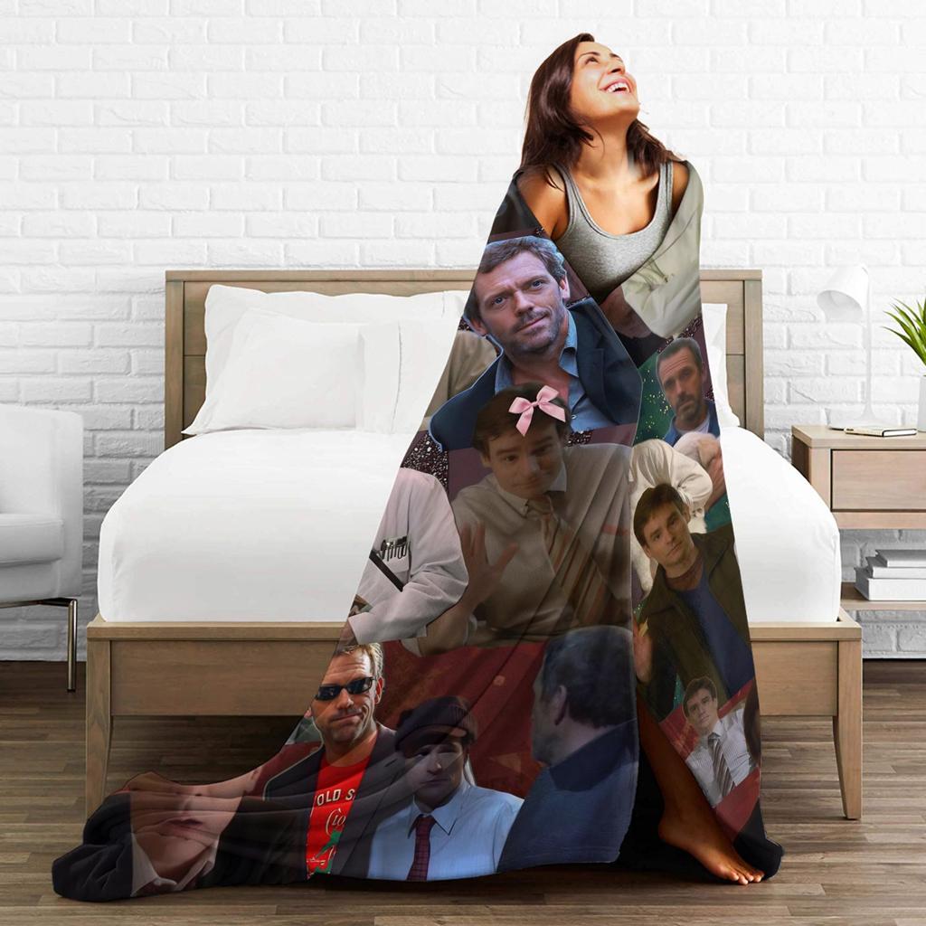 Warm Soft Blanket Decorative Dr. Gregory House Television Photo Collage Throw Blanket Flannel Bedspread For Bed Sofa Bed Cover