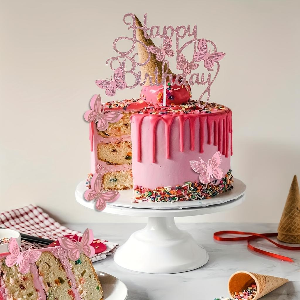 13pcs Butterfly Cake toppers, cupcake toppers, Glitter Butterfly Cake Decorations Double Layers Cupcake Picks for Wedding