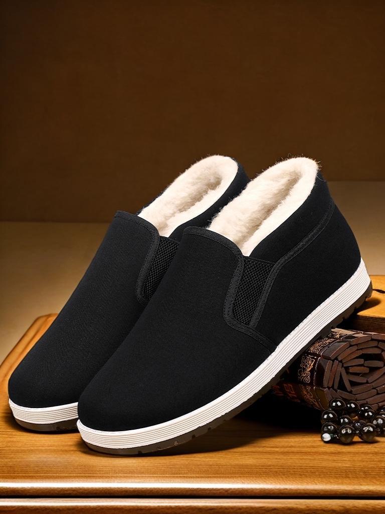 

Мужская водонепроницаемая нескользящая повседневная зимняя обувь с шерстяной подкладкой для людей среднего и пожилого возраста 42