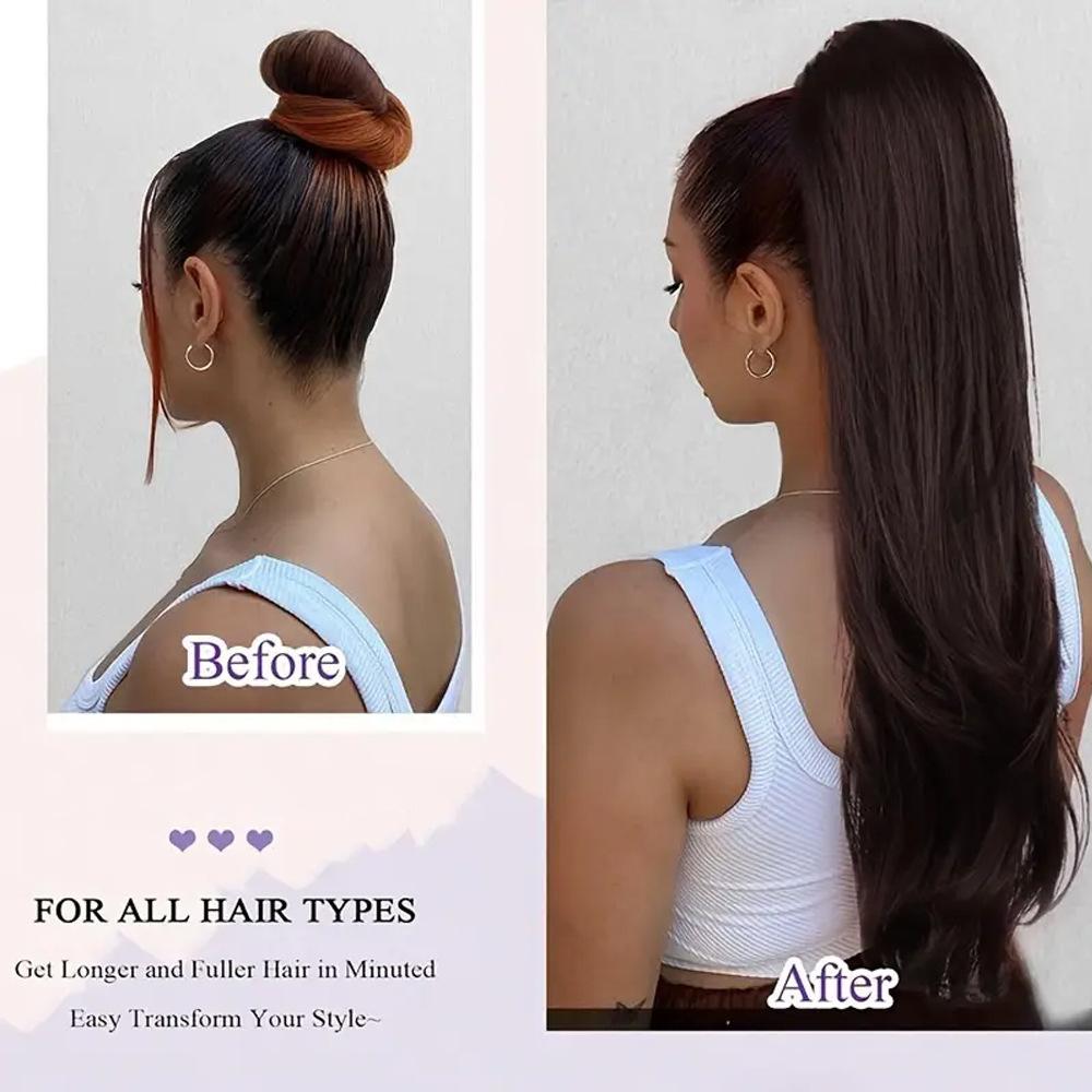 Weiblicher flauschiger Kunstfaser Mikro-Locken Kordelzug elastisches Netz Pferdeschwanz Perücke