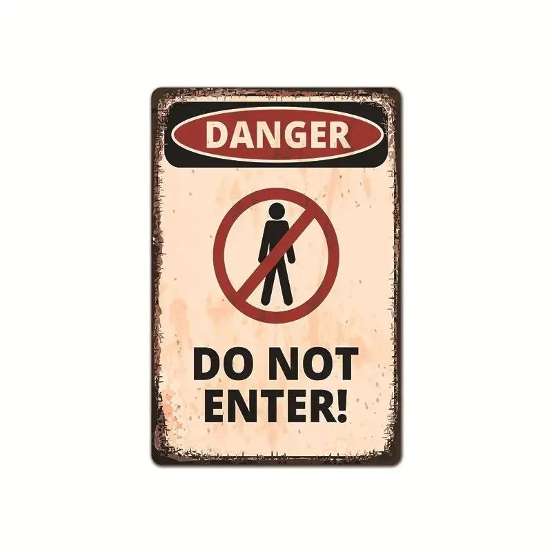 New Public Hazard Warning Sign Metal Tin Garden Signs Decorative Painting Frameless Hanging Paintings Living Room Home Decor