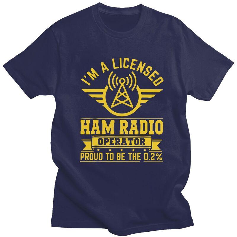 Custom Klassiek Gelicentieerde Ham Radio Operator T-shirts Heren Korte Mouw T-shirt Casual Tee Tops Puur Katoen Slim Fit T-shirt Merchandise