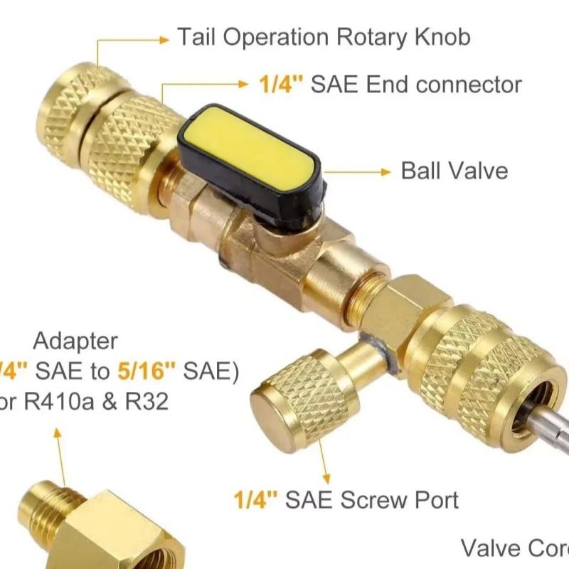 NEUER Ventileinsatz Entferner/Installateur mit Doppelgröße SAE 1/4 & 5/16 Anschluss Klimaanlagenleitungs-Reparaturwerkzeuge