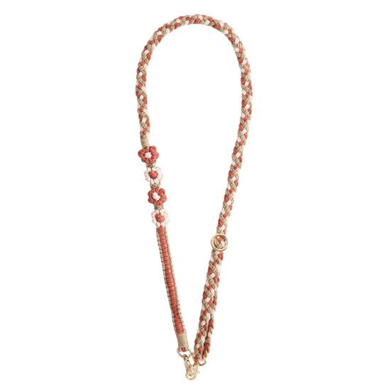 Hand Braided Phone Lanyard Bohemian Flower Design Crossbody Adjustable Wide Shoulder Strap Bag Key Badge Lanyard with Metal Hook