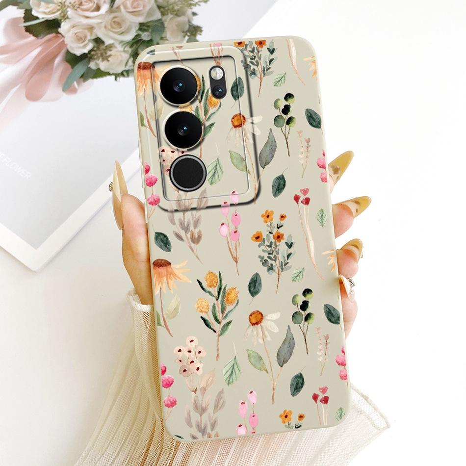 For Vivo V29 V29Pro Cute Cat Flower Cartoon Phone Case For Vivo V 29 V29 Pro V2250 V2251 Shockproof Soft Silicone Covers Bumpers