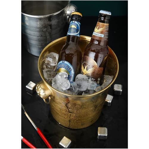 RoBeKaU Stainless Steel Ice Bucket, Double-Layered, Vacuum Insulated, Condensation-Resistant, Bottle Cooler for Wine, Champagne, Whiskey, Beer, and Mo