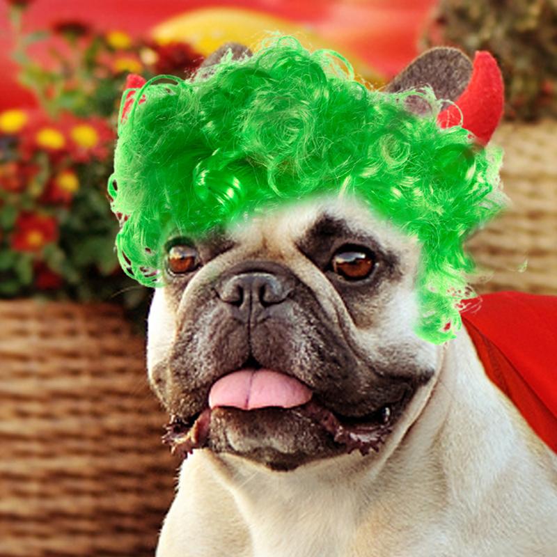 Green Dog Wig Funny Costumes Headgear Cat Dress Up Green Pet Wigs Creative Short Hair For Cats And Dogs Pet Hair Accessories