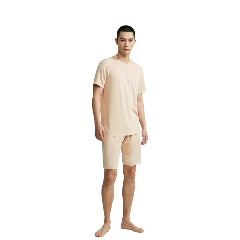 Calvin Klein Cool Sense Antibacterial Ice Beauty Series Couples Lightweight Breathable Home Short Sleeve Pajama Top Unisex Tops Beige AD0005ACI