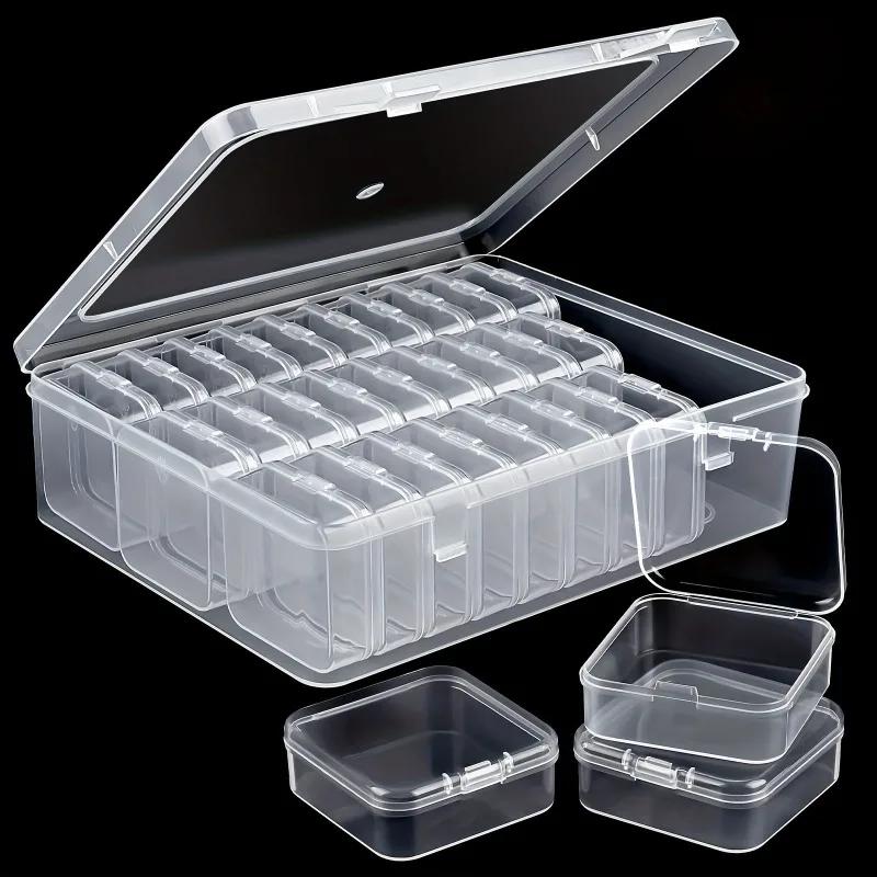 6-48Pcs Clear Small Containers Plastic Square Bead Storage Box for Beads Jewelry Crafts Board Game Pieces Organization Wholesale