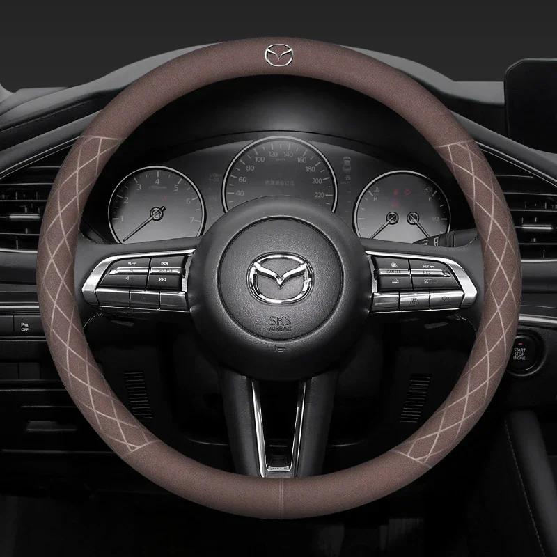 

2025 Hot 38CM Suede Leather Car Steering Wheel Cover Accessories For Mazda 2 6 3 CX5 CX80 CX70 CX90 MX30 CX60 CX50 CX30 BT50 e-T